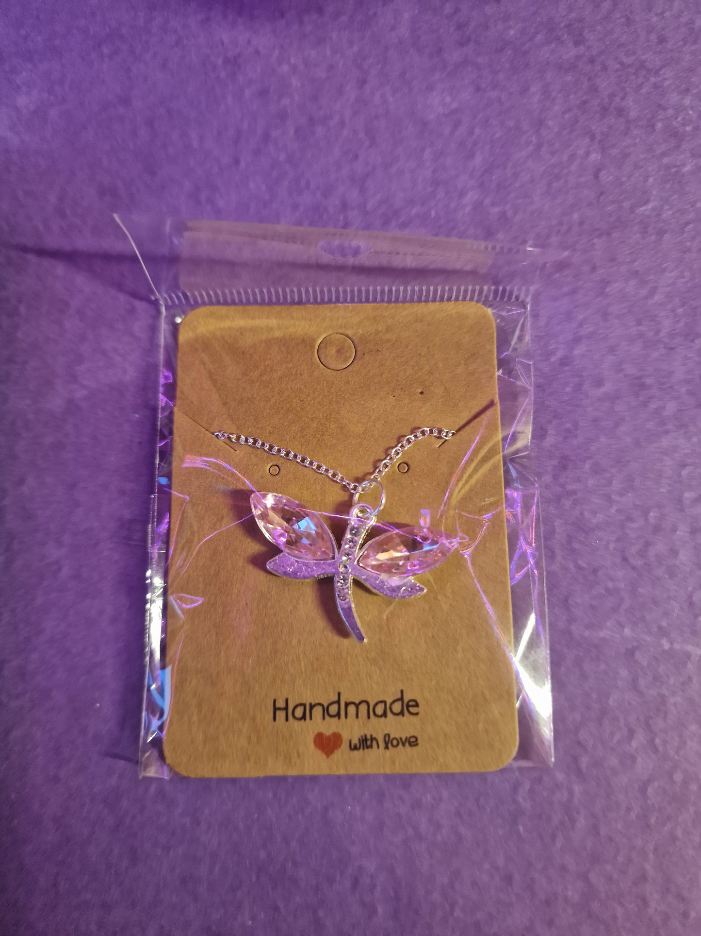 Dragonfly Necklace (Light Pink)