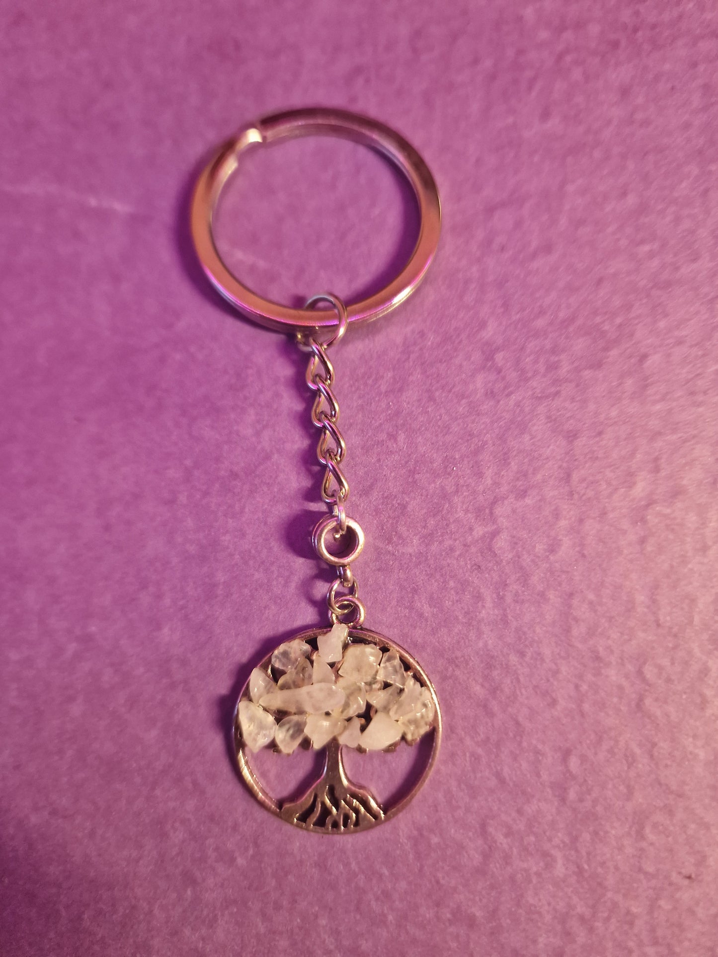 Rose Quartz Tree of Life Keyring